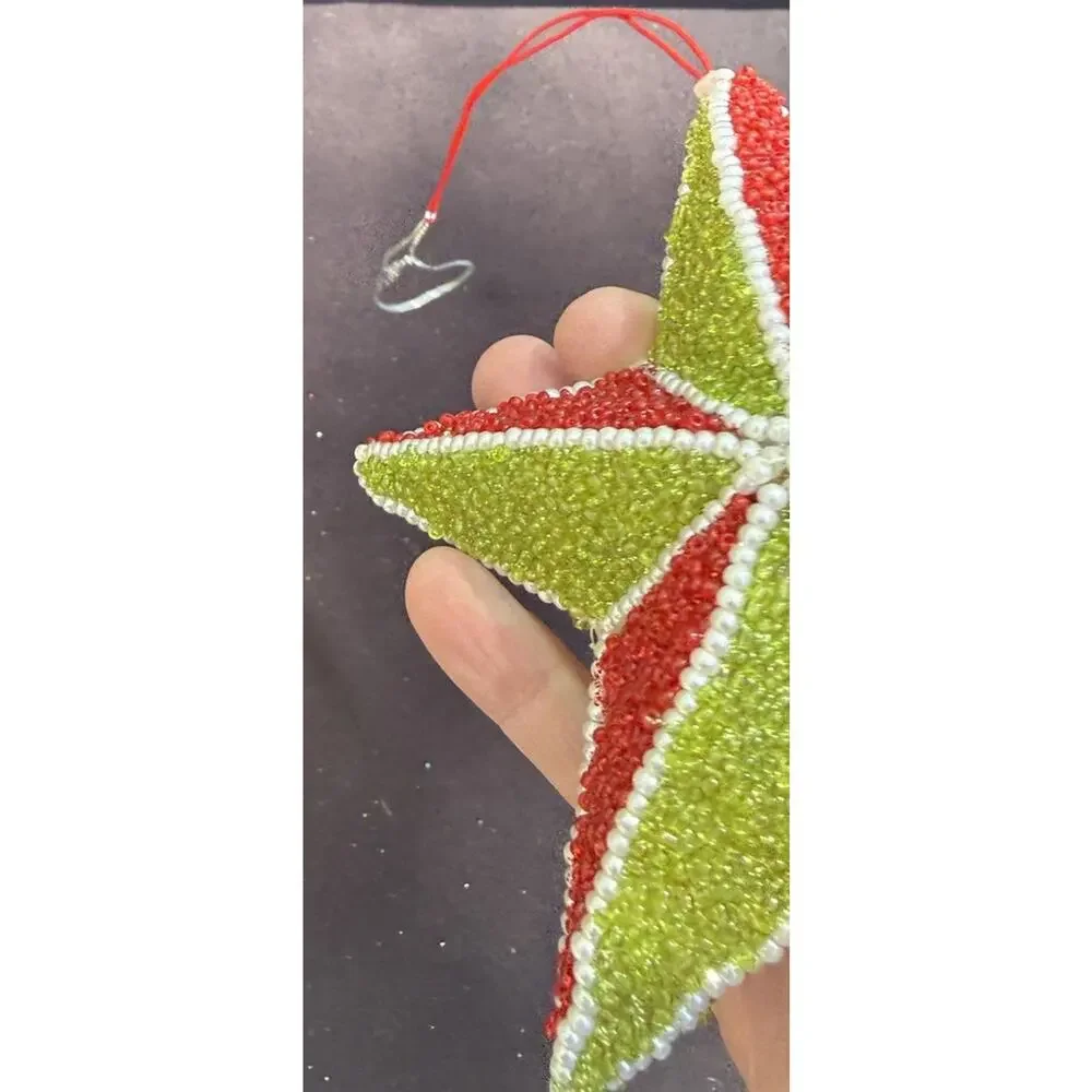 Dept 56 Whimsical Christmas ornament Beaded Star & Flocked Ball -Lo10